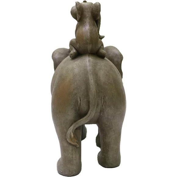 8" H Gray 3 Baby Elephants Riding an Elephant Resin Statue  Home Decor - Picture 4 of 5